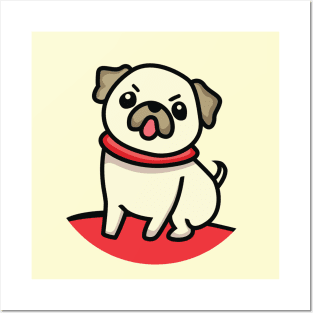 Cute Dog Drawing - Pug Posters and Art